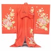 ≪◆ポイント3倍◆9/3023:59まで≫お宮参り着物女の子産着オレンジ橙鞠牡丹唐草正絹友禅金彩ラメ箔新品日本製販売購入きもの祝い着のしめ掛け着初着祝着一つ身服装赤ちゃんベビー毬まりマリ