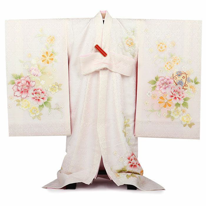 お宮参り 着物 女の子 産着 祝い着 白 鞠 牡丹 唐草 正絹 友禅 金彩