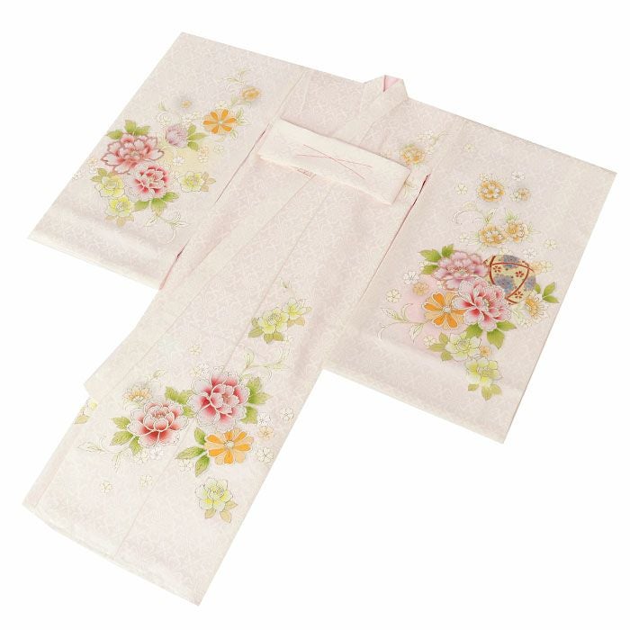 新品（純古典仕様）お宮参り 産着 祝着のきもの　京友禅染　豪華刺繍入り毬花鳥文 お宮参り 着物 男の子 産着 祝い着 紺 金 対い鶴 吉祥紋 向かい鶴 正絹