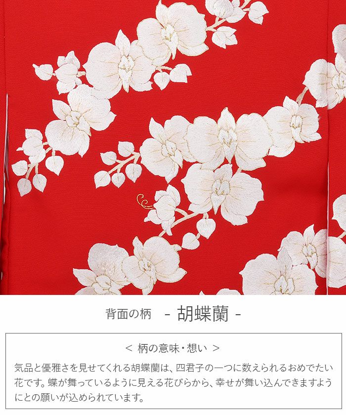 新品（純古典仕様）お宮参り 産着 祝着のきもの京友禅染　刺繍入　四季花まり古典文 お宮参り 着物 女の子 産着 祝い着 赤 胡蝶蘭 蘭 吉祥花 正絹 友禅 尾