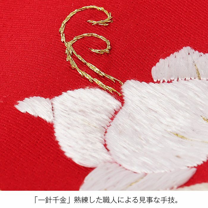お宮参り 着物 女の子 産着 祝い着 赤 胡蝶蘭 蘭 吉祥花 正絹 友禅 尾