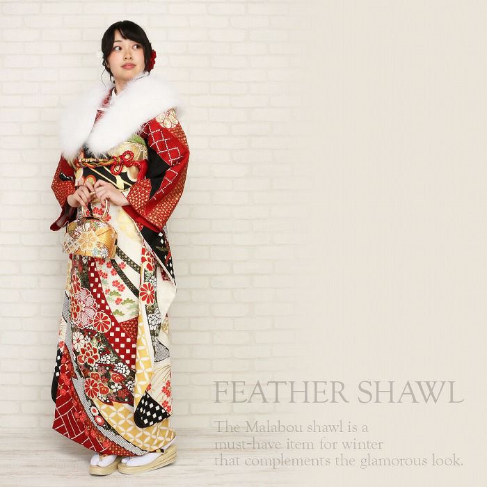 成人式 ショール 振袖 フェザーショール ホワイト 羽毛100％ 本物 水鳥