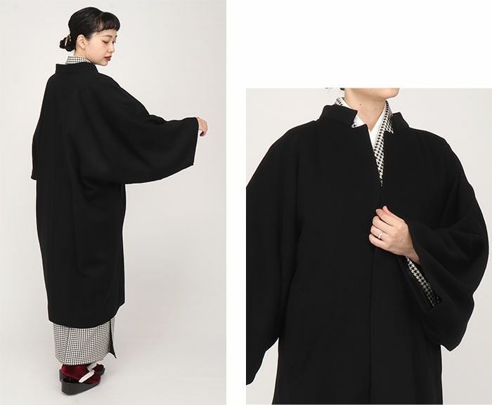 和服用コート 着物 コート 和装用 立ち襟 メンズライク フリー カシミヤ混 ウール