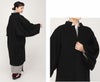 着物コート和装用全3色フリーサイズニュアンスカラーコートキステオリジナルカシミヤ混ウールコート日本製着物用きものコートブラック濃グレーオリーブ和装コート着物用スタンドカラー立衿立ち襟防寒あったか冷え取りに秋冬