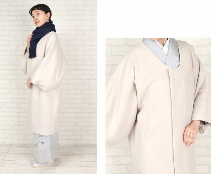 着物 コート 和装用 千代田襟 フリー カシミヤ混 ウールコート 日本製