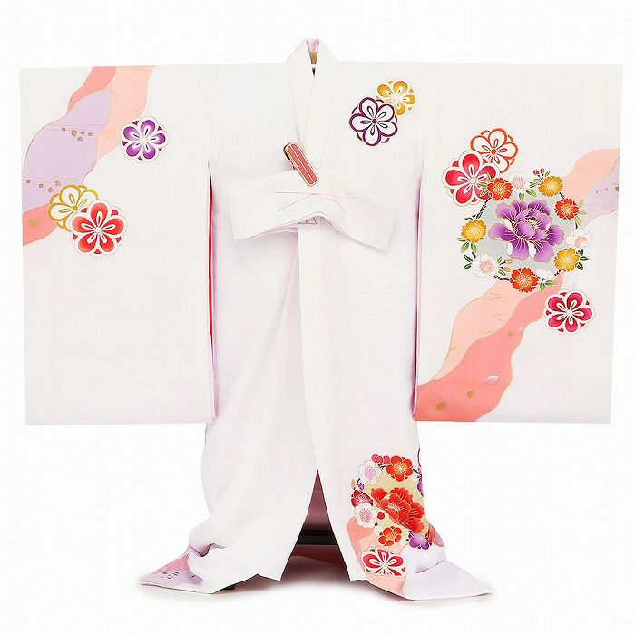 お宮参り 着物 女の子 産着 祝い着 白 赤 桃 金 藤色 緑 牡丹 八重梅