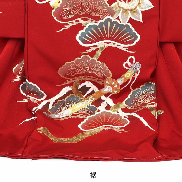 「即決価格」新品正絹産着祝着京豪華友禅豪華刺繍入り特選大鷹と祝古典大将兜大王松文 お宮参り 着物 男の子 産着 祝い着 赤 金 水色 鷹 富士山 吉祥紋 正絹