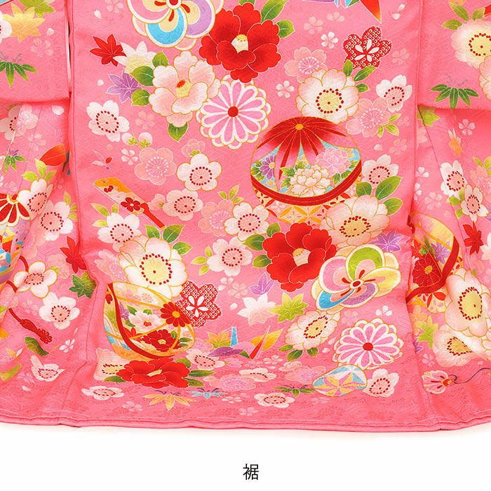 お宮参り 着物 女の子 産着 祝い着 桃 赤 鞠 鈴 牡丹 兎 折鶴 牡丹 桜