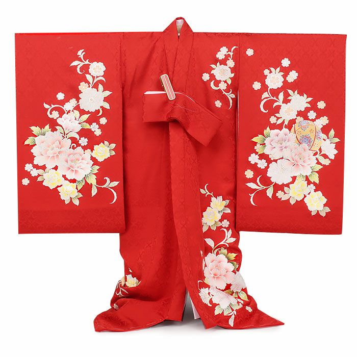 お宮参り 着物 女の子 産着 祝い着 赤 薄桃 牡丹 貝桶 鞠 桜 梅 薔薇