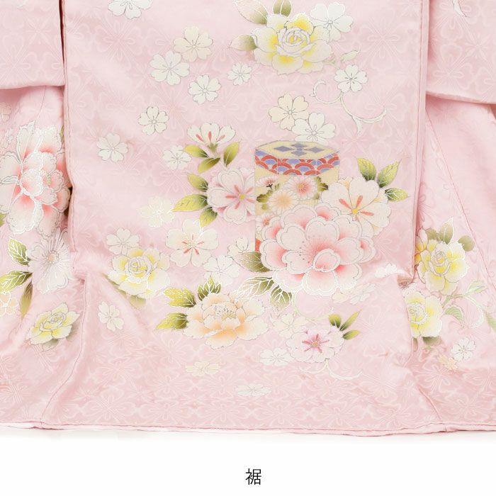 お宮参り 着物 女の子 産着 祝い着 桃 白 牡丹 貝桶 鞠 桜 梅 薔薇