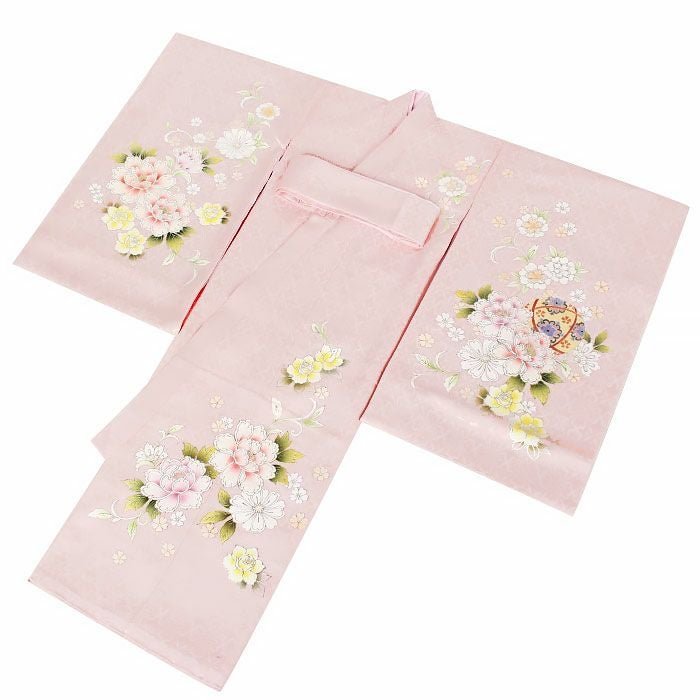お宮参り 着物 女の子 産着 祝い着 桃 白 牡丹 貝桶 鞠 桜 梅 薔薇