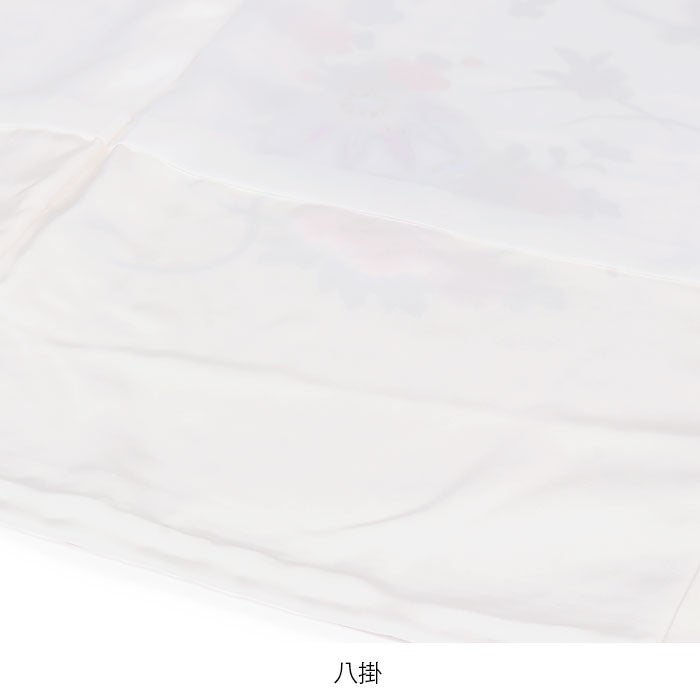 お宮参り着物女の子産着白薄桃鞠牡丹桔梗梅桜正絹友禅手刺繍刺繍銀彩り箔づかいラメ箔新品日本製販売購入きもの祝い着のしめ掛け着初着祝着一つ身服装赤ちゃんベビーホワイトfs