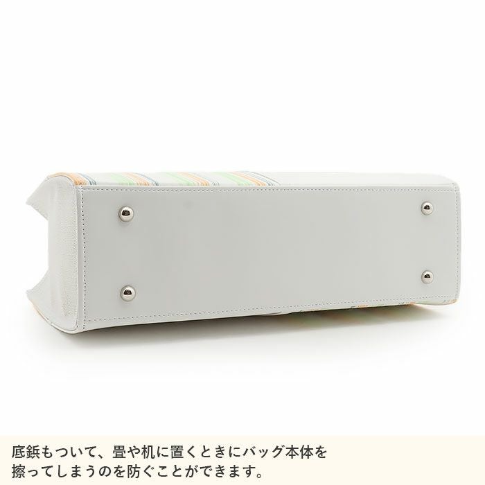 バッグお洒落バッグ着物和装レディース単品カジュアル用春夏彩小径白ピンク青水色小千谷縮麻合皮軽い日本製内フラップベロ付きマグネット付きかばん大きめ大容量お茶席茶会普段カジュアルトートバックストライプバッグ春夏用浴衣fs