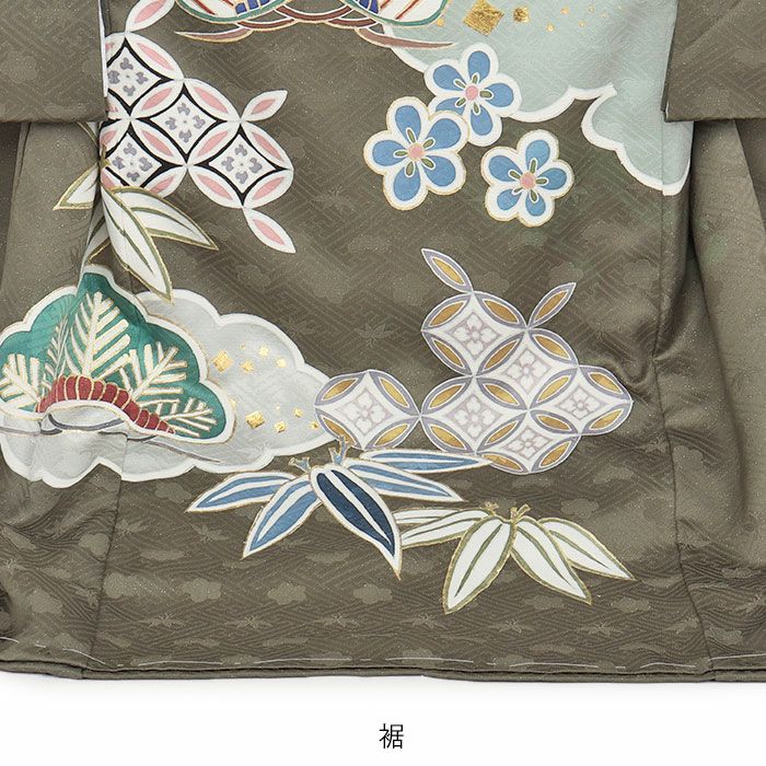 お宮参り 着物 男の子 産着 祝い着 濃松葉 宝尽くし 吉祥紋 正絹