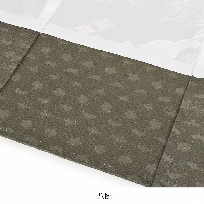 お宮参り着物男の子産着濃松葉宝尽くし松竹梅吉祥紋正絹友禅手書き友禅銀通し金駒刺繍手刺繍金彩箔づかい新品日本製販売購入きもの祝い着のしめ掛け着初着祝着一つ身服装赤ちゃんベビー贈答プレゼント御祝いカーキグリーンfs