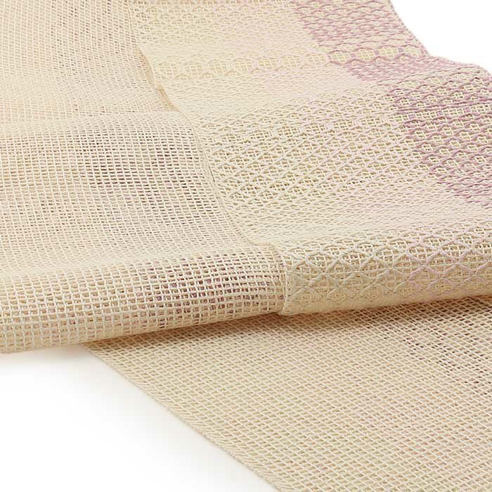 手織り絹麻ぼかし夏帯半幅帯帯半巾帯普段用グレーピンクブルーイエローグリーン灰桃水色黄緑カジュアル長尺日本製絹麻縞