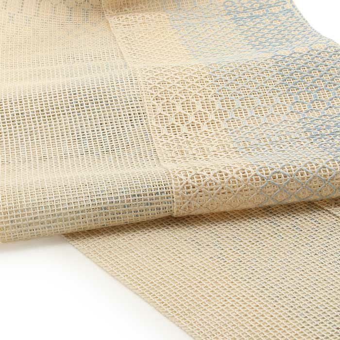 手織り絹麻ぼかし夏帯半幅帯帯半巾帯普段用グレーピンクブルーイエローグリーン灰桃水色黄緑カジュアル長尺日本製絹麻縞