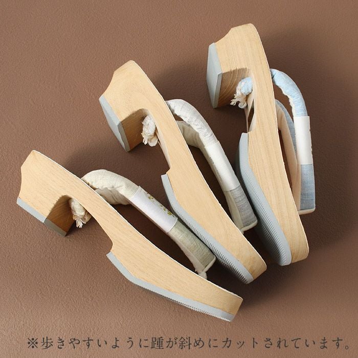 下駄レディース浴衣用ゆかた用白木台アイボリーベージュローゼオレンジピンクフリーサイズ全3色桐下駄唐花オリエンタル彩小径近江の麻高級桐下駄日本製女性女性用げた軽い麻鼻緒ML薄灰灰桃橙桃かわいいフェミニン残暑fs