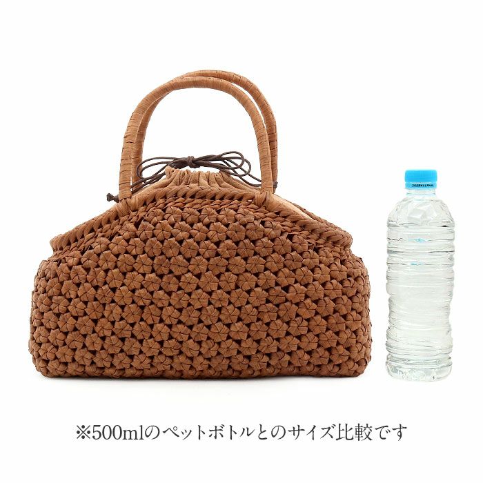 山葡萄 かごバッグ 山葡萄かごバッグ 巾着 月型六角花編み 大人