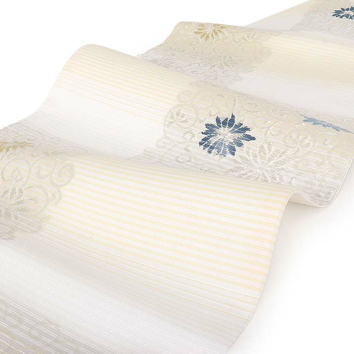 小紋紬色無地御召などのお着物にすぐ使えるお仕立て上がり九寸名古屋帯。春秋冬袷単衣の時期のお着物のお締めいただけます。