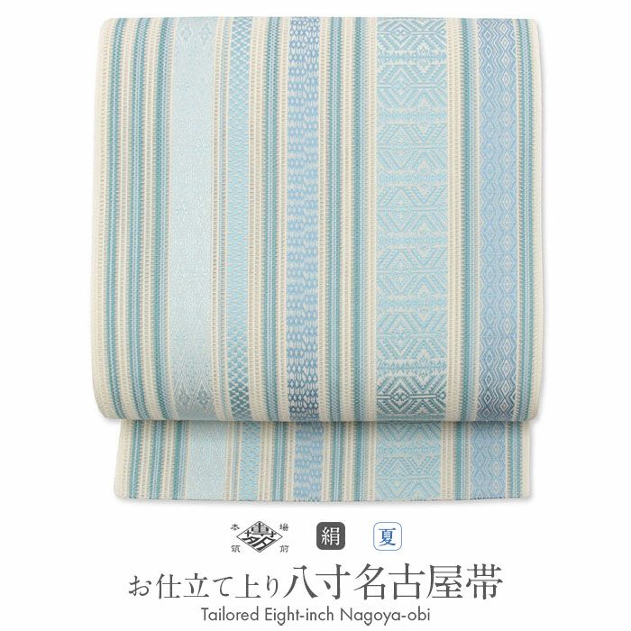 夏物 正絹手織羅八寸名古屋帯 お仕立て上がり 組織り幾何学柄 ro111 000000030111-01.jpg?size=l&w=