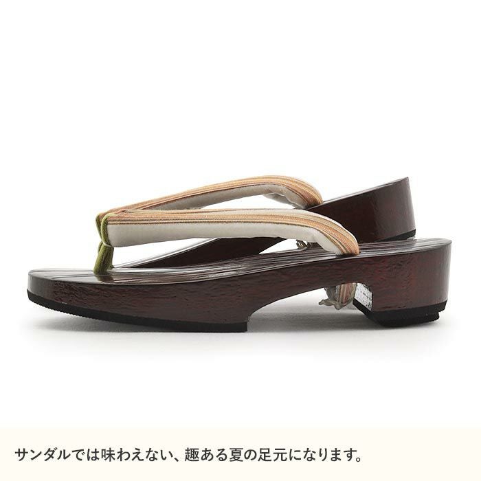 下駄 レディース 浴衣用 ゆかた用 鎌倉彫 濃ブラウン エンジ オレンジ