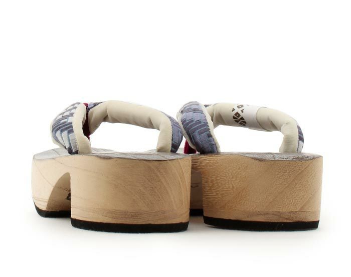 下駄レディース浴衣用ゆかた用焼桐天茶台ブラウンブルーMサイズ桐下駄博多織会津桐幾何学彩小径IROKOMICHI鼻緒太め高級桐下駄日本製女性女性用げた軽い博多織鼻緒焦げ茶紺青紫おしゃれモダン残暑fs