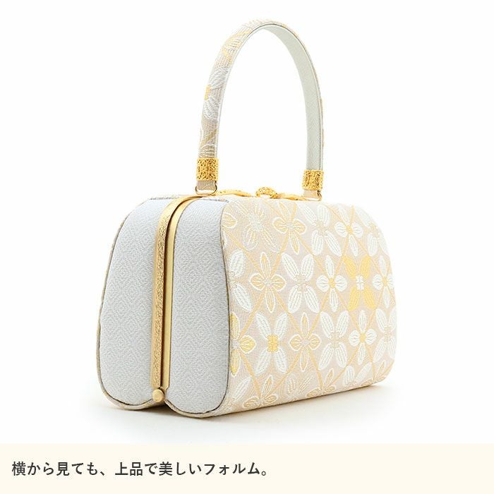 草履バッグセット留袖用訪問着用草履バッグ世美庵Lサイズ金ゴールドアイボリー花紋菱帯地3枚芯日本製優花緒痛くない色留袖礼装用準礼装フォーマル結婚式ぞうり草履草履バック草履バックセット着物fs