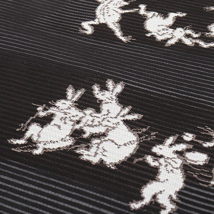 名古屋帯 夏 夏名古屋帯 夏帯 黒 鳥獣戯画 絽 西陣織 佐々木染織 普段
