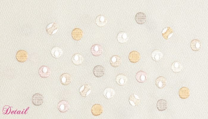 おしゃれ刺繍半衿半襟刺繍ホワイトゴールドベージュ白ビリヤード玉ビリヤードドット水玉和装カジュアルモダンメール便対応可