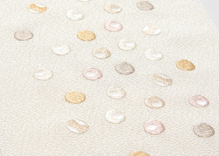 おしゃれ刺繍半衿半襟刺繍ホワイトゴールドベージュ白ビリヤード玉ビリヤードドット水玉和装カジュアルモダンメール便対応可