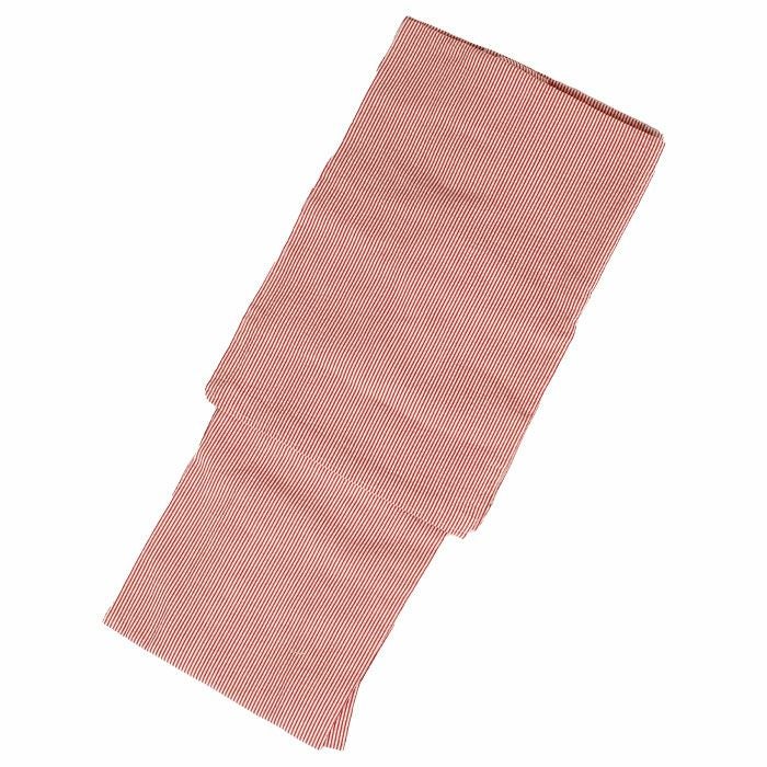 綿着物 単衣 お仕立上り 単品 小紋 S / L 綿 レッド×ストライプ 日本製
