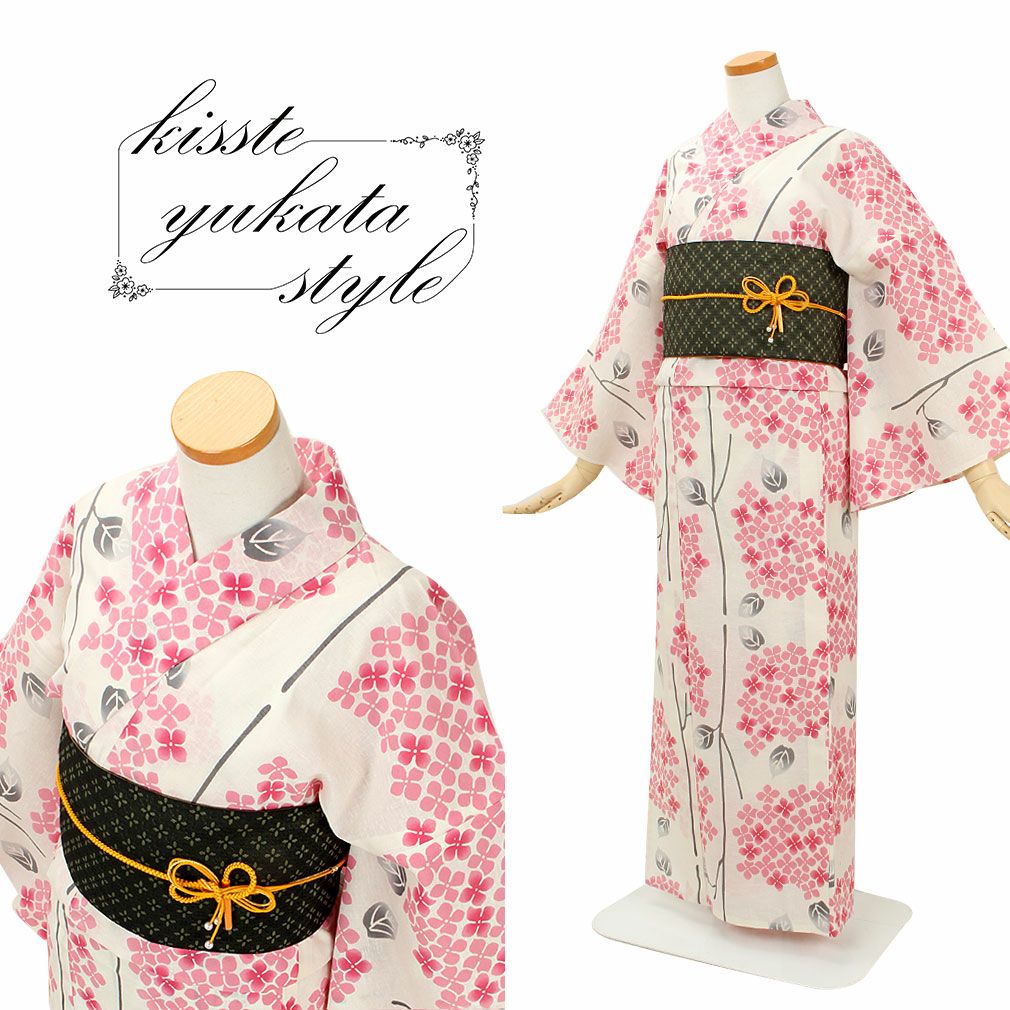 浴衣 単品 《そしてゆめ》お仕立て上がり浴衣 ＜生成り・ピンク