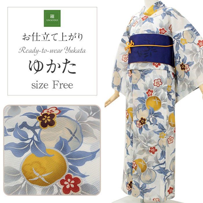 浴衣 単品 《龍村美術きもの》お仕立て上がり浴衣 ＜紺／はな七宝＞ 綿
