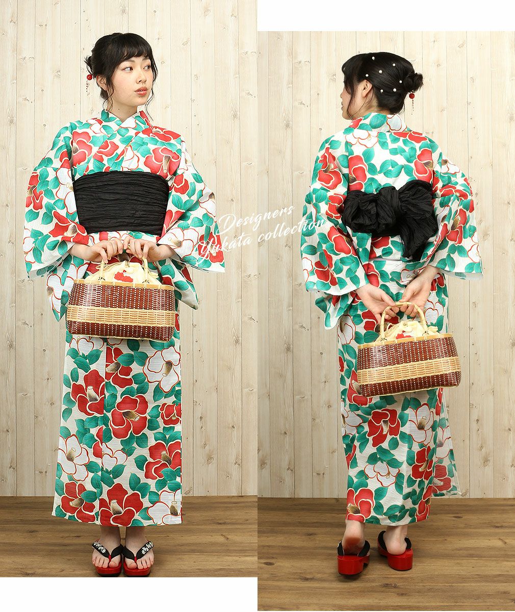 浴衣 単品 《岡重》お仕立て上がり浴衣 ＜クリーム／レトロ椿＞綿100