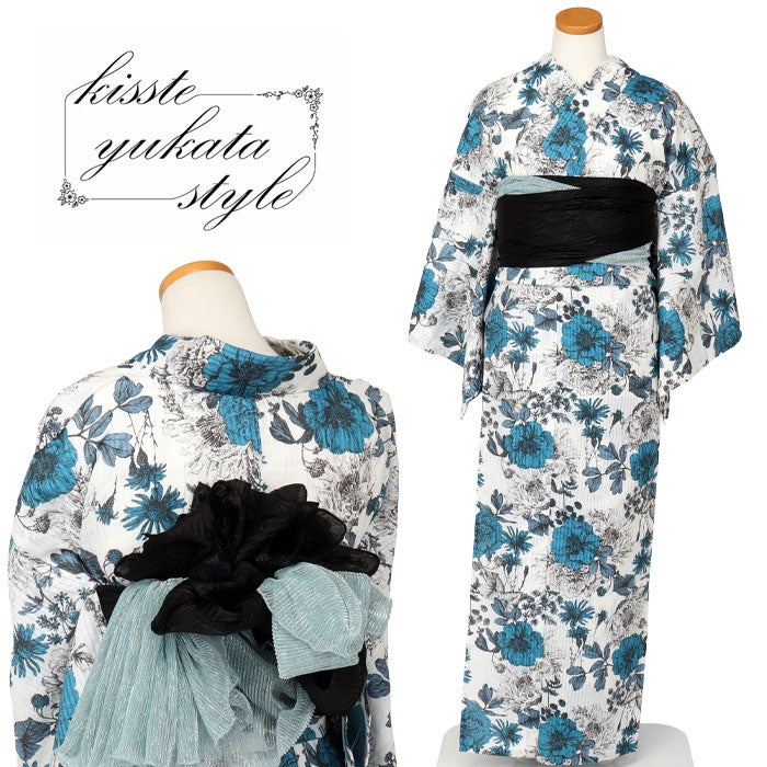 浴衣 単品 《ViVi Vintage》お仕立て上がり浴衣 ＜ホワイト・ブルー