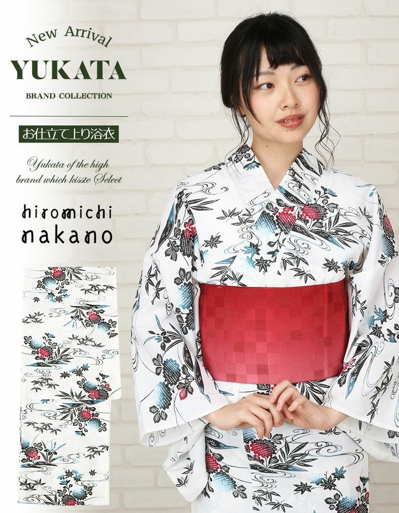 着物.浴衣 浴衣 単品 《hiromichi nakano》お仕立て上がり浴衣 ＜白 赤／茶屋辻も