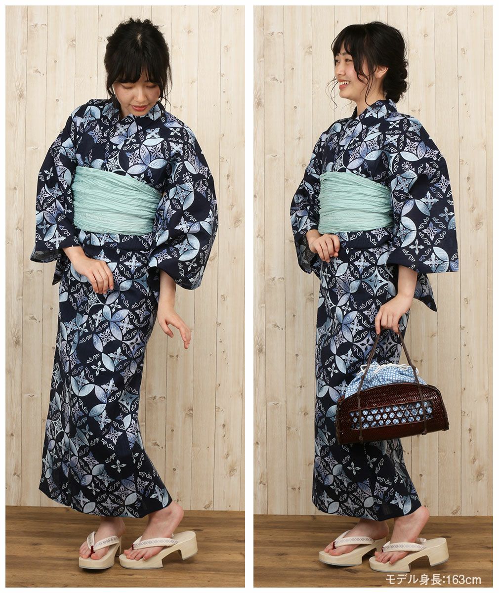 る*し様 龍村美術きもの　浴衣 浴衣 単品 《龍村美術きもの》お仕立て上がり浴衣 ＜紺／はな七宝＞ 綿