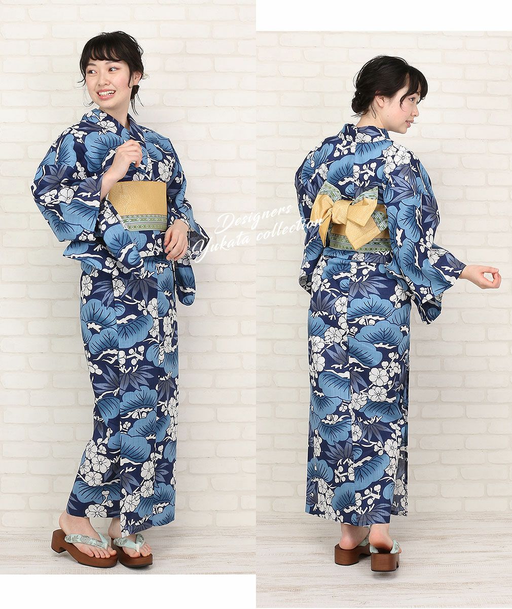 浴衣 単品 ＜龍村美術きもの＞ お仕立て上がり浴衣 ＜濃紺／松竹梅