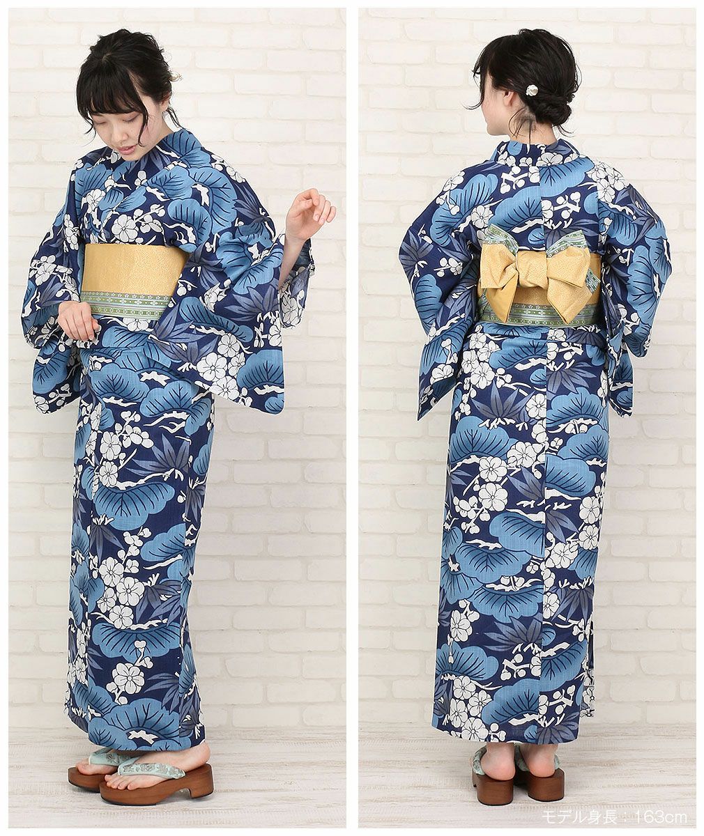 浴衣 単品 ＜龍村美術きもの＞ お仕立て上がり浴衣 ＜濃紺／松竹梅