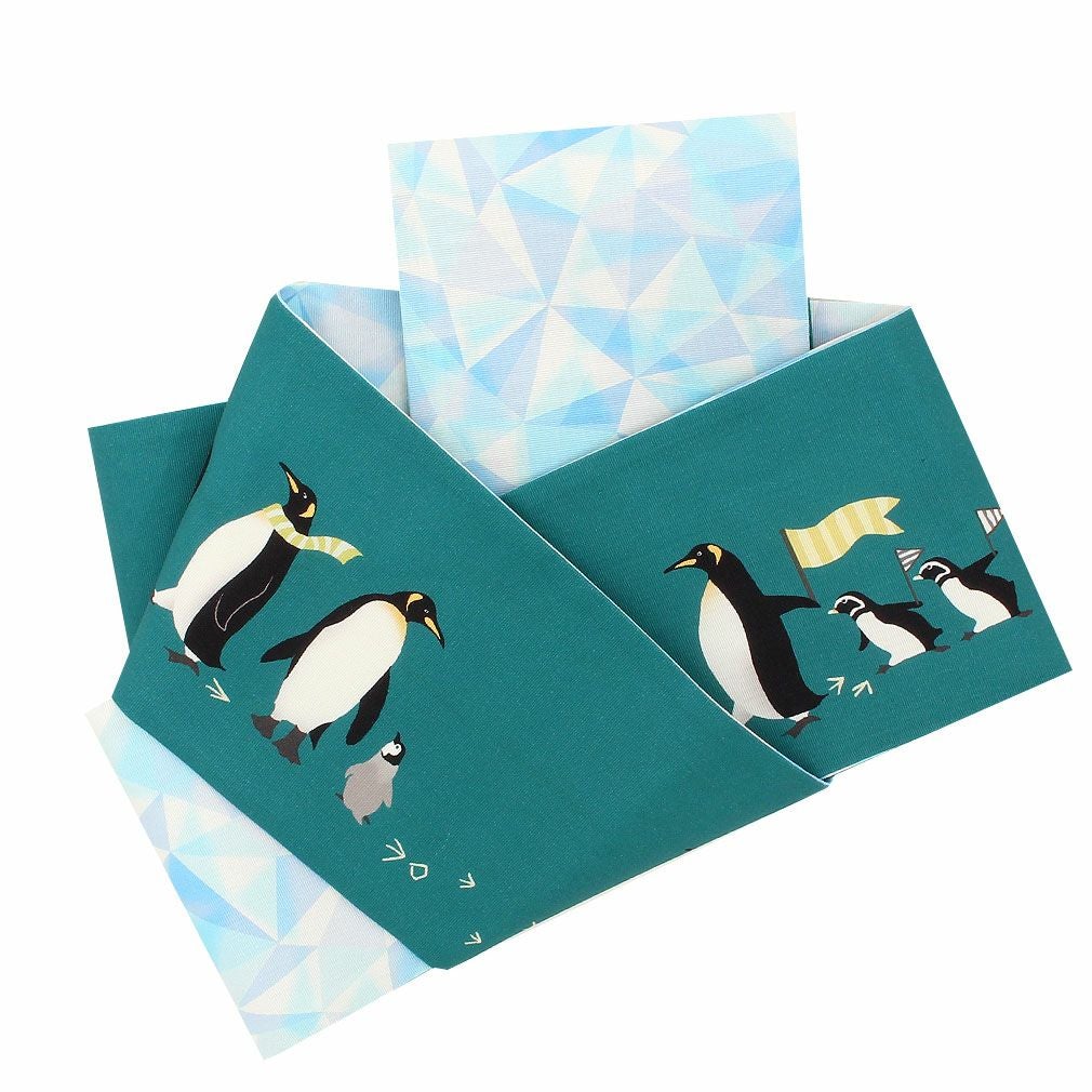 半幅帯　ペンギン　日本製　小杉織物　新品未使用 半幅帯 綿 帯 リバーシブル 長尺 ペンギン 氷の結晶 日本製