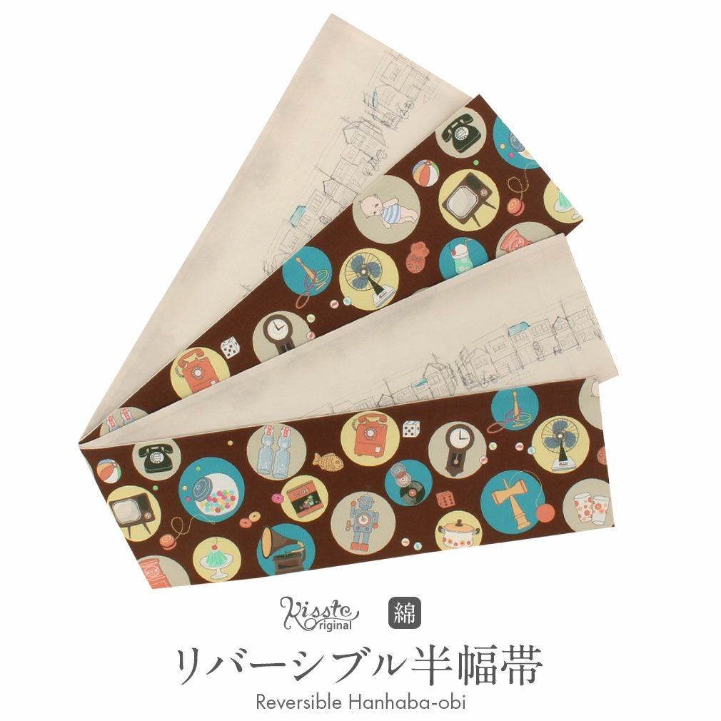 正絹　半幅帯　レトロ　リバーシブル 正絹半幅帯 リバーシブルおしゃれ帯の通販 by おかあちゃん's shop｜ラクマ