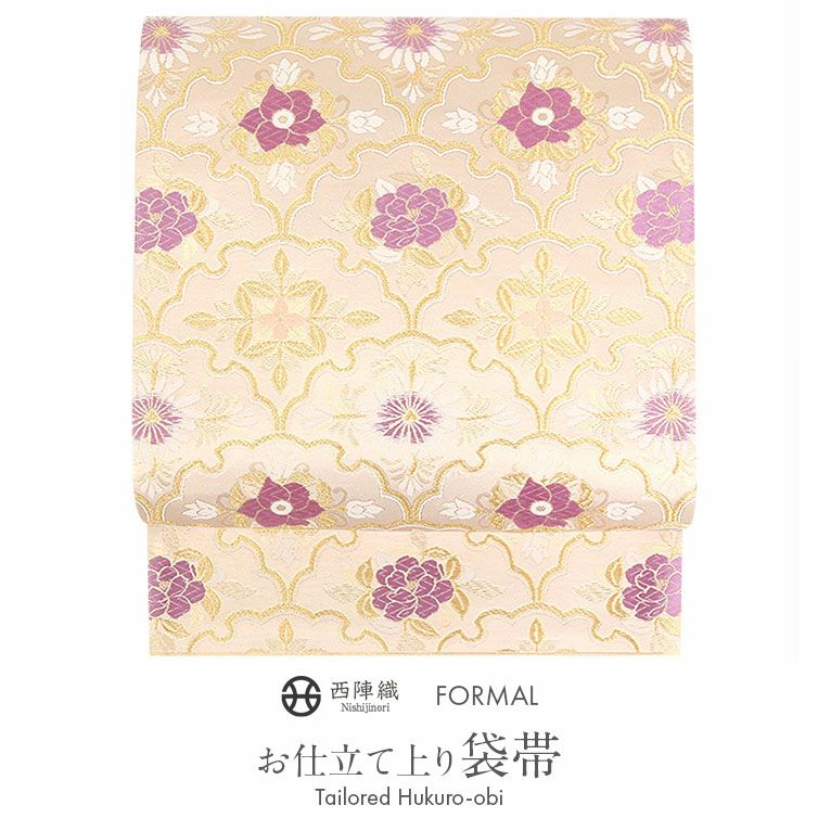 袋帯 フォーマル 帯 留袖 訪問着 ＜ベージュ ／ 丸華紋 ＞ 正絹 西陣織