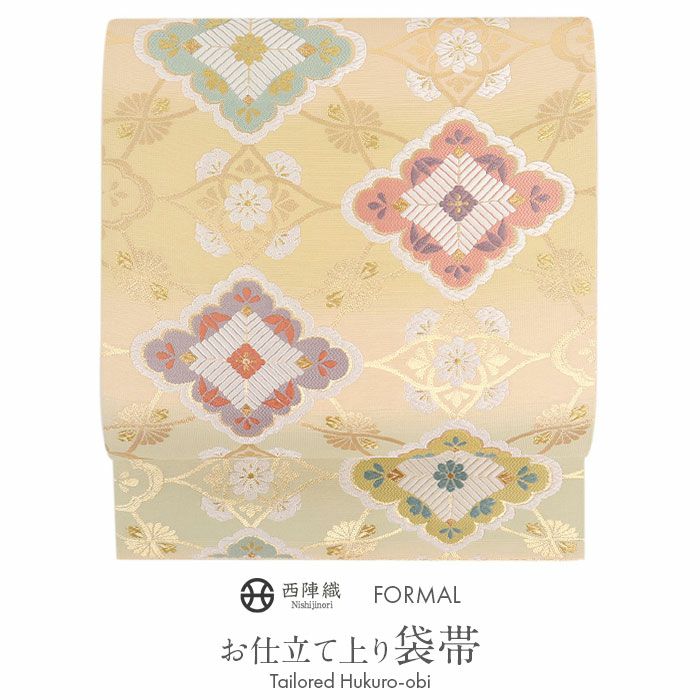 夏物 正絹絽綴れ袋帯 涼しげな地色の花柄 お仕立て付き ro099 夏帯 袋帯 ＜オフホワイト＆ピンク系／流水花＞ 正絹 絽 綴れ 仕立て上がり