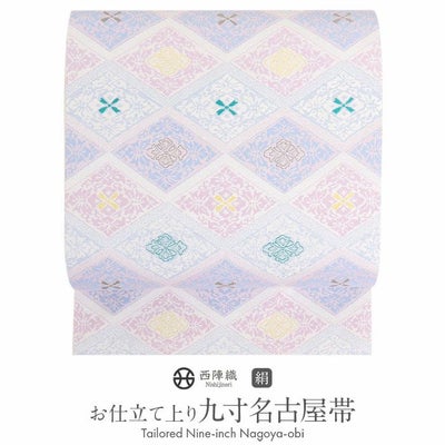 名古屋帯 九寸 ＜薄緑／風車＞ 西陣・木原織物 仕立て上がり グリーン 