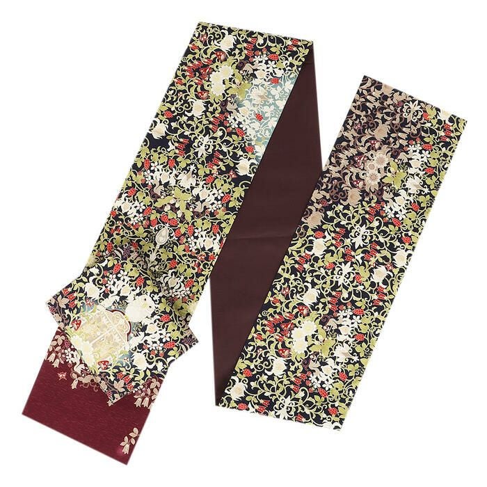 麻の帯　鎮守の杜　紺　新品未使用☆京WAKKA 京袋帯 京袋帯 WAKKA ワッカ 帯 袋帯 単品 おび obi お太鼓 京都 猫 ねこ 動物