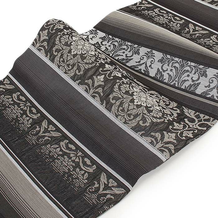 小紋紬色無地御召などのお着物にすぐ使えるお仕立て上がり九寸名古屋帯。春秋冬袷単衣の時期のお着物のお締めいただけます。