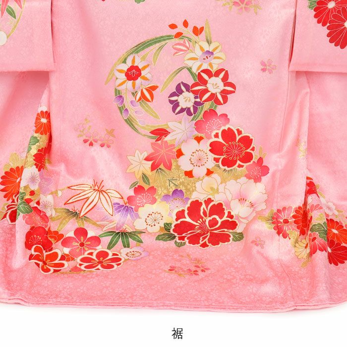 お宮参り 着物 女の子 産着 祝い着 桃 赤 牡丹 蘭 竹 菊 梅 四君子 花