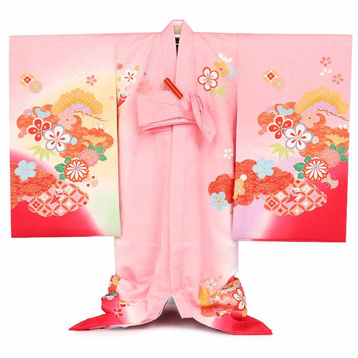 お宮参り 着物 女の子 産着 祝い着 赤 桃 橙 紫 黄緑 鈴 鞠 松竹梅