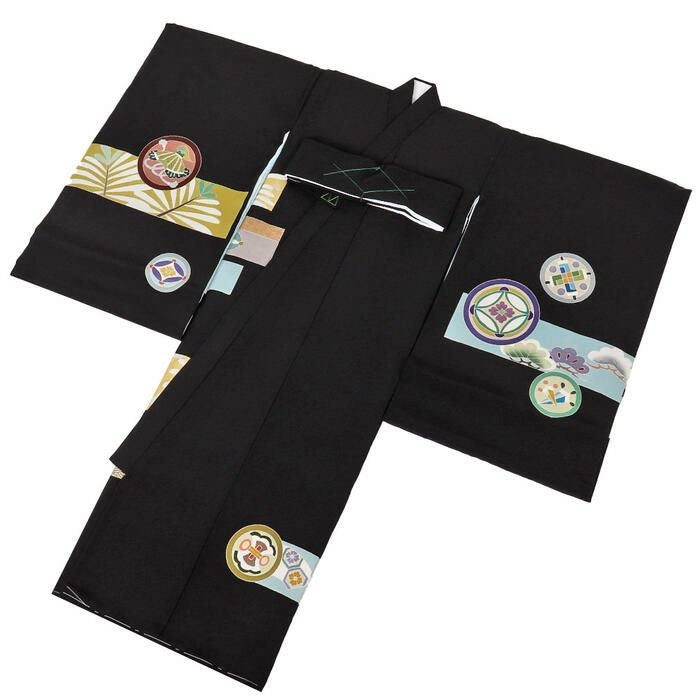 お宮参り 着物 男の子 産着 祝い着 黒 金 小槌 宝尽くし 金駒 刺繍